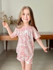 32126 BATİK YIKAMALI GARSON 2li KIZ ŞORT TAKIM
