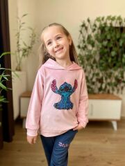 7125 STİTCH PULLU NAKIŞLI KADİFE KIZ  2Lİ TAKIM