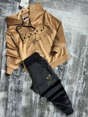 7121  FLOWER NAKIŞLI KADİFE KIZ GARSON 2Lİ TAKIM