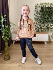 7121  FLOWER NAKIŞLI KADİFE KIZ GARSON 2Lİ TAKIM