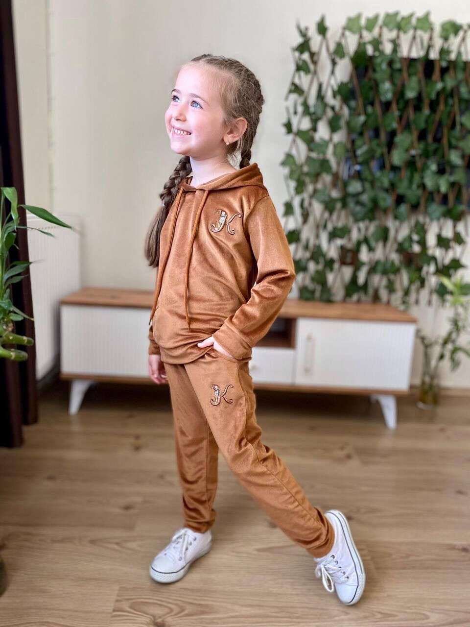 7122 KOÇAK  DESENLİ KADİFE KIZ GARSON 2Lİ TAKIM