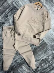 3342 LASE İŞLEMELİ GARSON 2Lİ KIZ TAKIM