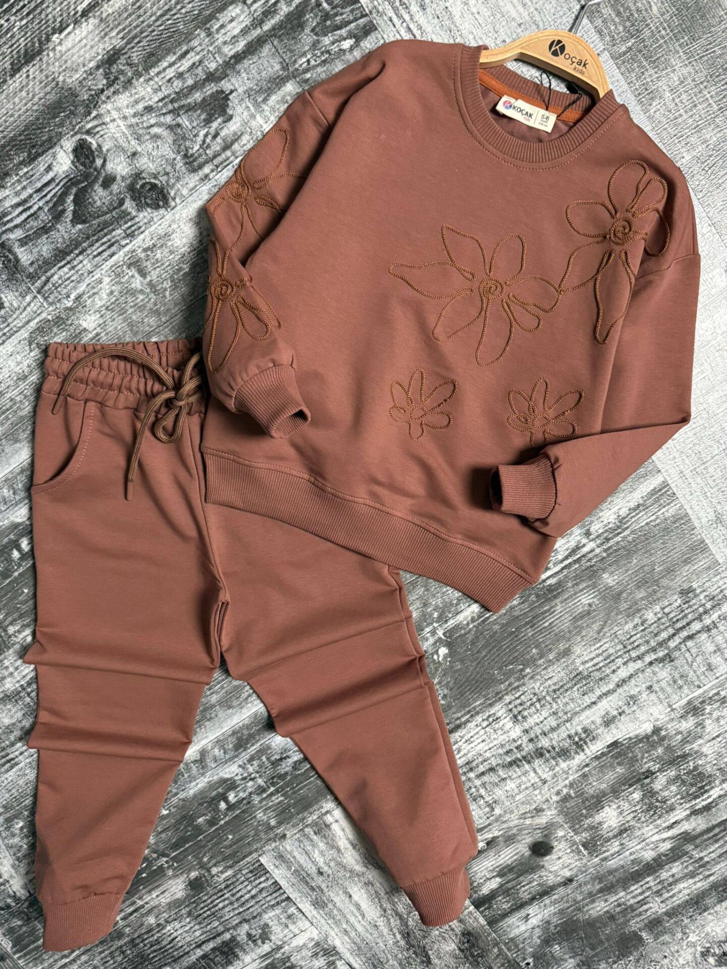 3342 LASE İŞLEMELİ GARSON 2Lİ KIZ TAKIM