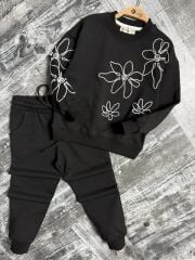 3342 LASE İŞLEMELİ GARSON 2Lİ KIZ TAKIM