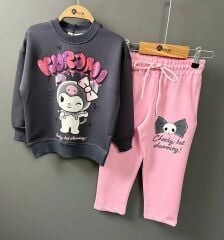 3346 VARAKLI KUROMİ BASKI FLETO CEP KIZ 2Lİ TAKIM