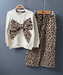 P3317 FİYONKLU LEOPAR  2 Lİ KIZ TAKIM