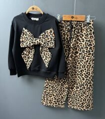 P3317 FİYONKLU LEOPAR  2 Lİ KIZ TAKIM