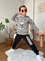 1354 LABUBU BASKI KAPÜŞONLU  2Lİ ERKEK TAKIM