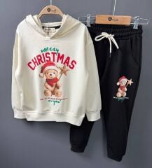 1373 KAPÜŞONLU AYICIK CHRİSTİMAS CEPLİ  2Lİ TAKIM