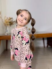 LEOPAR MİNNİE BASKI KIZ PİJAMA TAKIMI