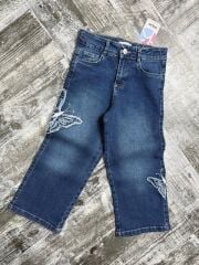 202541 KELEBEK NAKIŞLI  KIZ KOT PANTOLON