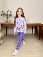 P 26-117  FİTİLLİ ALT SİMLİ PAW BASKI KIZ 2 Lİ TAKIM