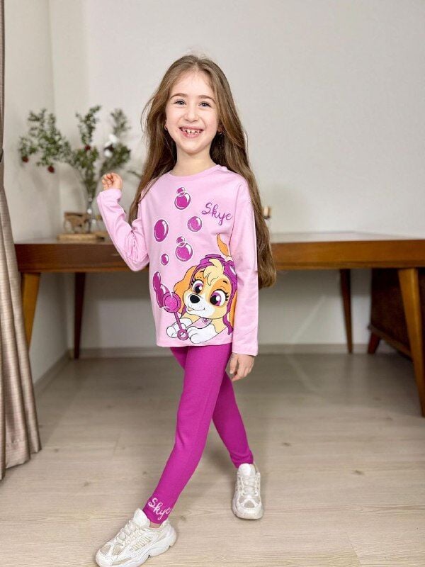 P 26-117  FİTİLLİ ALT SİMLİ PAW BASKI KIZ 2 Lİ TAKIM