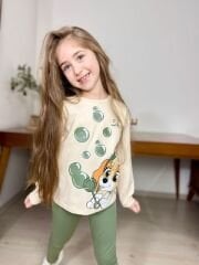 P 26-117  FİTİLLİ ALT SİMLİ PAW BASKI KIZ 2 Lİ TAKIM