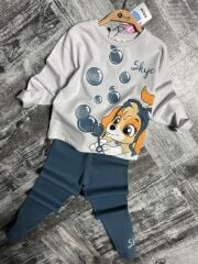 P 26-117  FİTİLLİ ALT SİMLİ PAW BASKI KIZ 2 Lİ TAKIM