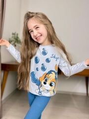 P 26-117  FİTİLLİ ALT SİMLİ PAW BASKI KIZ 2 Lİ TAKIM