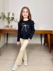 P 26-109  FİTİLLİ ALT KOL  DETAYLI  KIZ 2 Lİ TAKIM