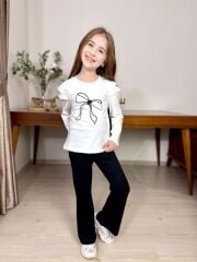 P 26-109  FİTİLLİ ALT KOL  DETAYLI  KIZ 2 Lİ TAKIM