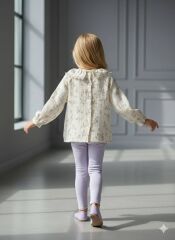 P 26-113 DANTEL YAKA MÜSLİN GÖMLEKLİ  2 Lİ KIZ BEBE TAKIM