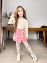 P 26-107 BRODE ŞORT ETEKLİ 2 Lİ KIZ TAKIM