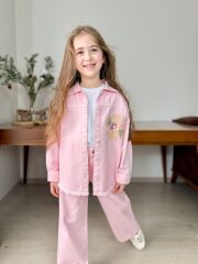 26501 GABARDİN KAPÜŞONLU 2 Lİ  KIZ  TAKIM