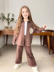 26501 GABARDİN KAPÜŞONLU 2 Lİ  KIZ  TAKIM