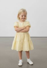 P 26-135 VOLAN KOL FİSTO BRODE ASTARLI KIZ ELBİSE