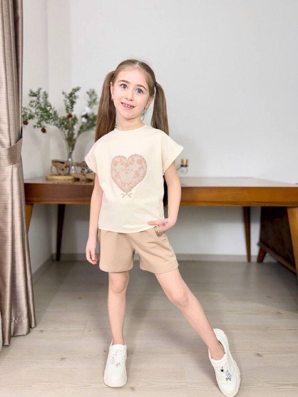 P 26-134 KABARAN KALP BASKI  KIZ 2 Lİ  ŞORT TAKIM