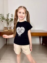 P 26-134 KABARAN KALP BASKI  KIZ 2 Lİ  ŞORT TAKIM