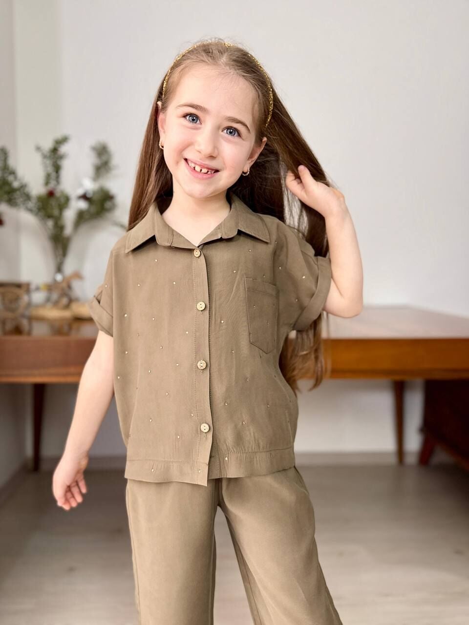 P 26-145 MODAL KUMŞ GARSON BOY GÖMLEK PANTOLONLU KIZ TAKIM