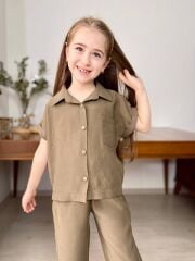 P 26-145 MODAL KUMŞ GARSON BOY GÖMLEK PANTOLONLU KIZ TAKIM