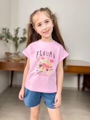 P 26-200 FLOWERS BASKI GARSON KIZ ŞORT TAKIM