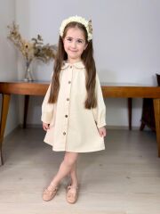GABARDİN DÜĞMELİ ELBİSE