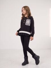 P27-1116 TAŞLI DANTEL AKSESUARLI KIZ SWEAT (TEK ÜST)