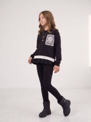 P27-1116 TAŞLI DANTEL AKSESUARLI KIZ SWEAT (TEK ÜST)