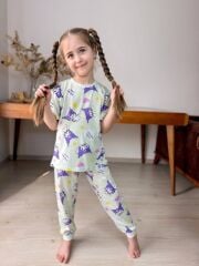 KUROMİ BASKILI  KISA KOL PİJAMA TAKIMI