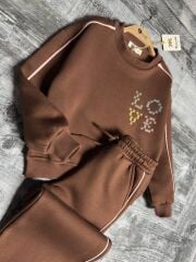 P27-1127 LOVE NAKIŞLI BİYELİ  GARSON 2 Lİ KIZ TAKIM