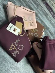 P27-1127 LOVE NAKIŞLI BİYELİ  GARSON 2 Lİ KIZ TAKIM