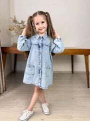 DUĞMELİ KOT ELBİSE