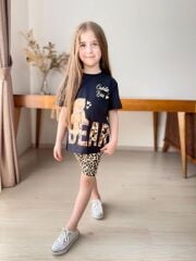 32122 LEOPAR AYICIK BASKI  SLİM ŞORT TAKIM