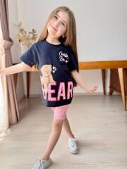 32122 LEOPAR AYICIK BASKI  SLİM ŞORT TAKIM