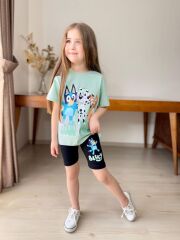 32123 BLUEY  BASKI SLİM ŞORT TAKIM